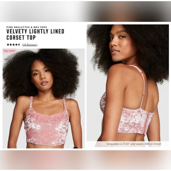 Victoria's Secret Pink Velvety Lightly Lined Corset Bra Top Size Large - Picture 1 of 7